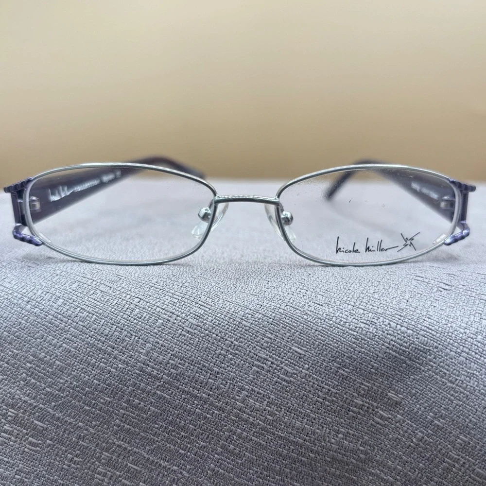 Nicole Miller Eyeglass Frames Women 49-15-130 Sterling Purple New Y2K Core